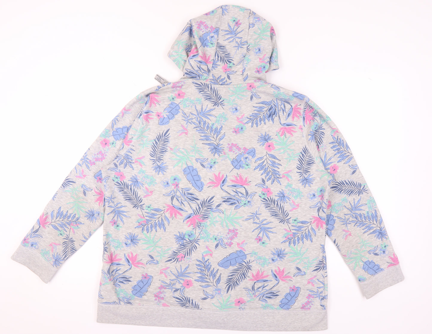 Country Rose Women's XL Grey Floral Full Zip Hoodie