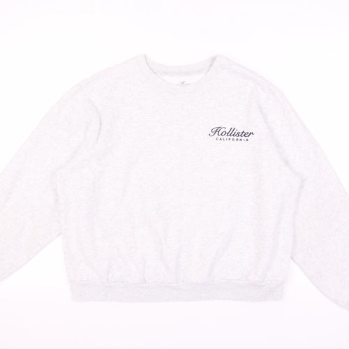 Hollister Grey Unisex Sweatshirt M Logo Pullover