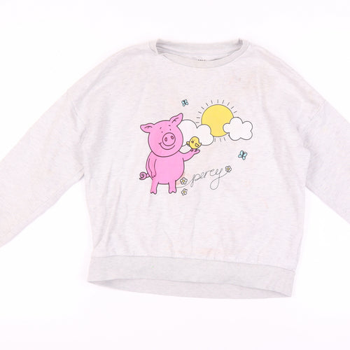 Marks and Spencer Girls' Grey Animal Print Sweatshirt, Size 10Y