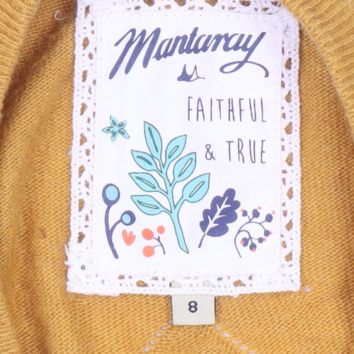 Mantaray Women's Gold Cardigan, Size 8, Long Sleeve