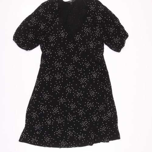 Next Women’s Black Wrap Dress UK 14 Polka Dot