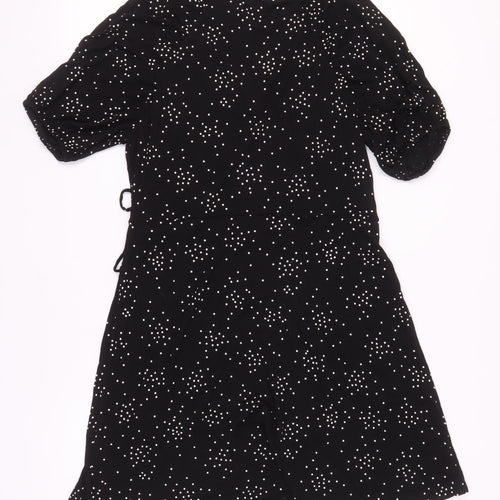 Next Women’s Black Wrap Dress UK 14 Polka Dot