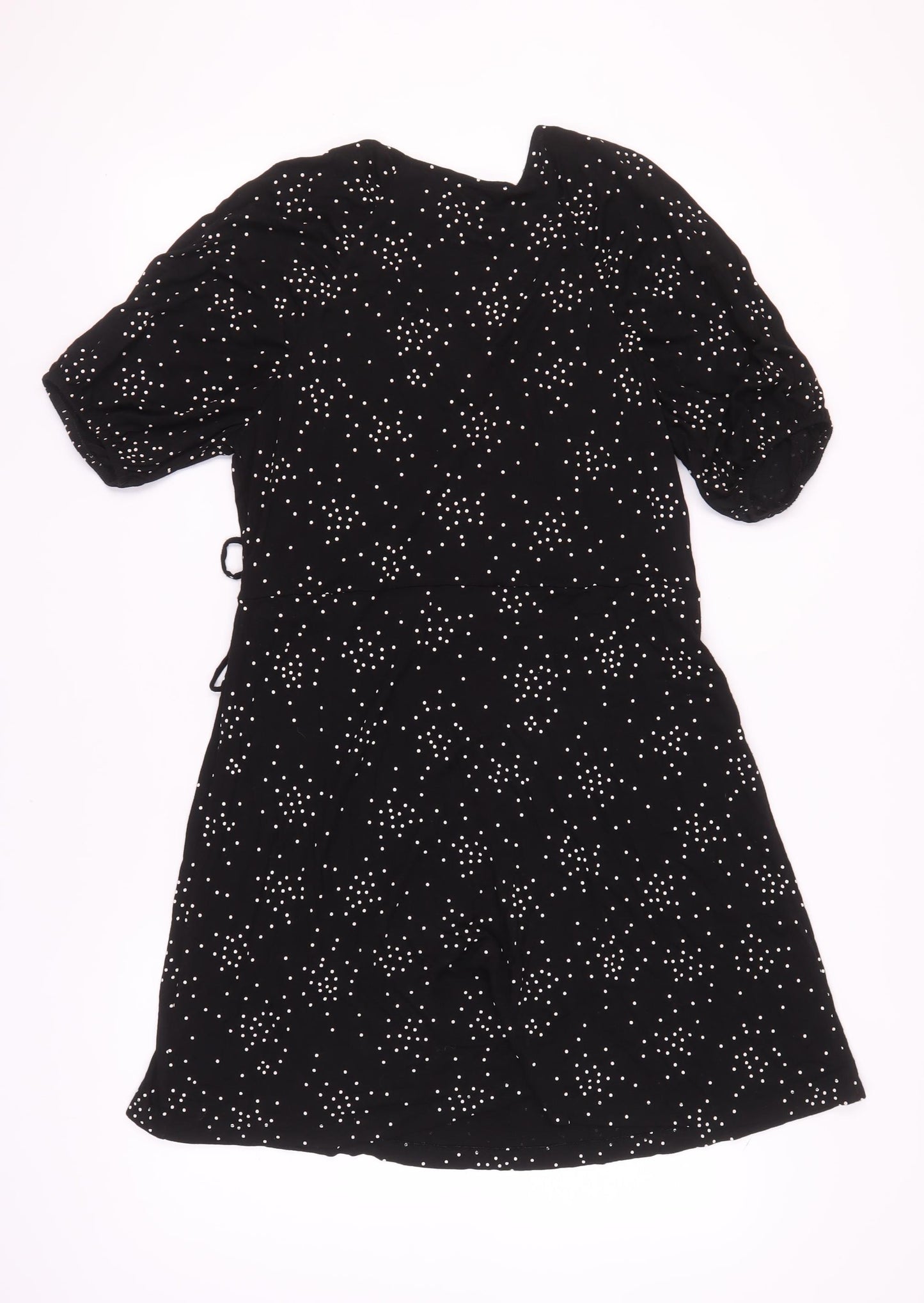 Next Women’s Black Wrap Dress UK 14 Polka Dot