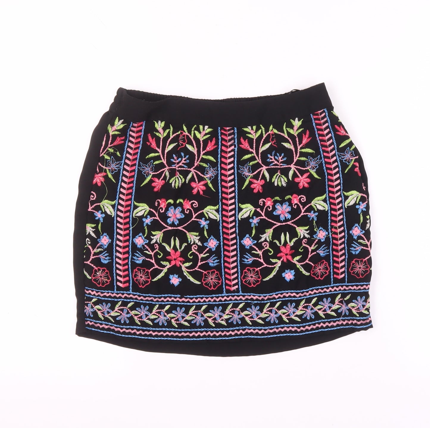 Vero Moda Women's Black Floral Embroidered Skirt