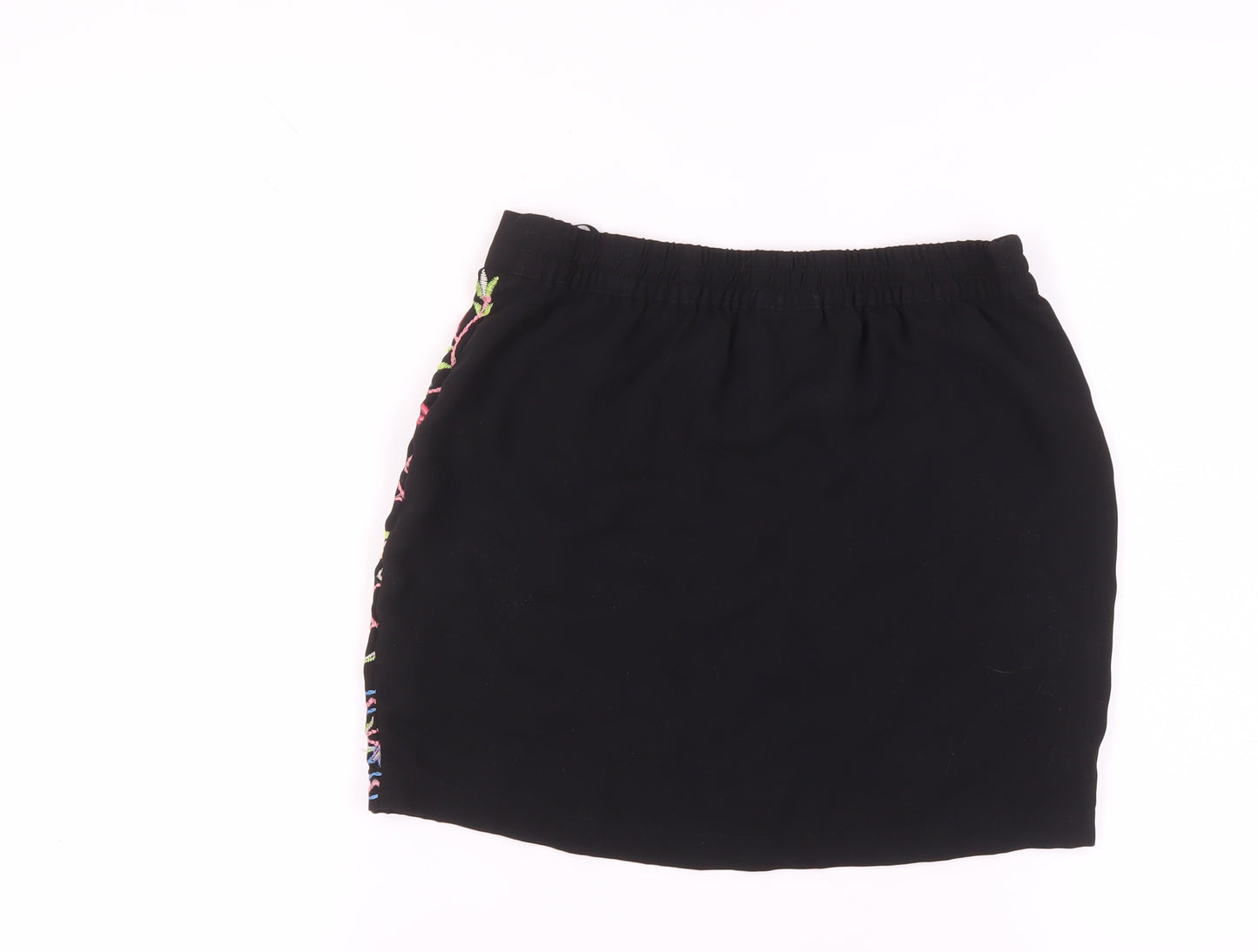 Vero Moda Women's Black Floral Embroidered Skirt