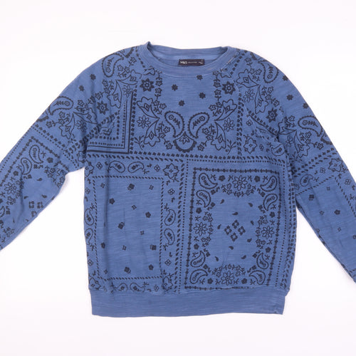 Marks and Spencer Blue Geometric Sweatshirt - Women, Size 8