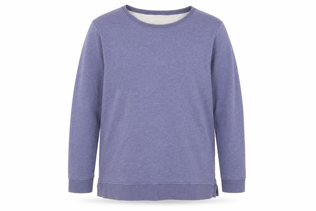 Front view of Lands' End unisex blue crew neck sweatshirt xl