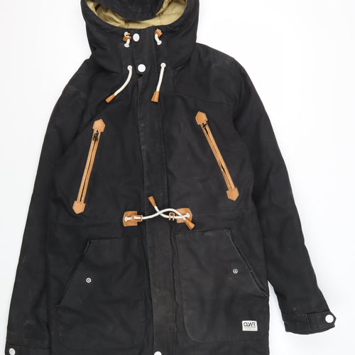 Colour Wear Men's Black Hooded Parka Jacket S