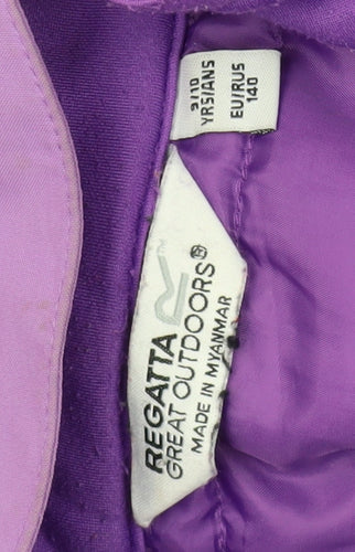 Regatta Girls Purple Puffer Jacket 10 Years - Hooded & Lined