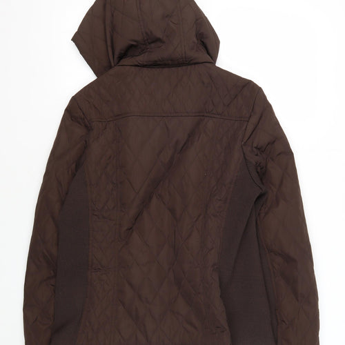 Marks and Spencer Women's Brown Quilted Hooded Jacket Size 14