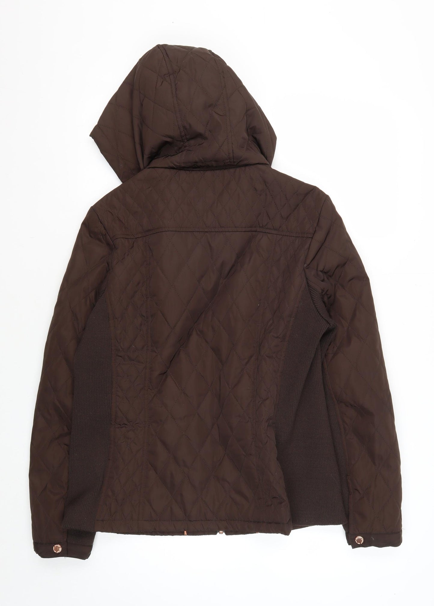 Marks and Spencer Women's Brown Quilted Hooded Jacket Size 14