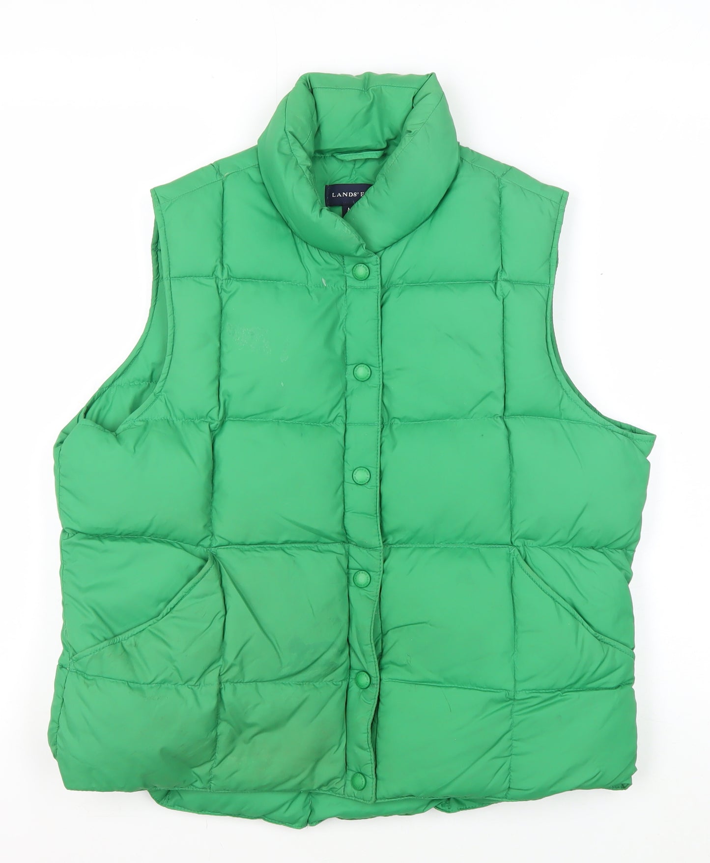 Lands' End Women's Green Puffer Waistcoat Size 10