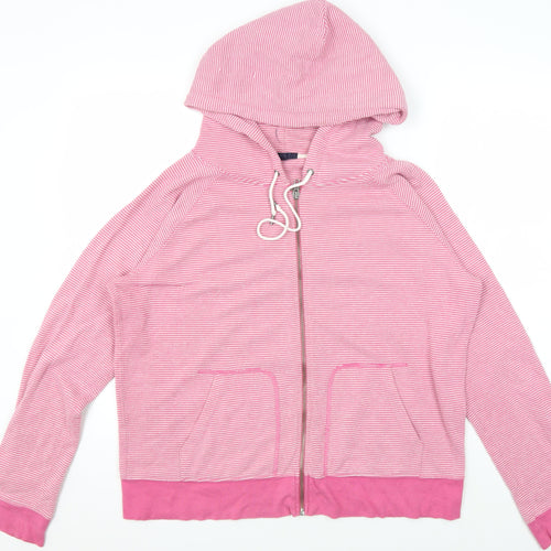 Gap Women's Pink Striped Full Zip Hoodie, XL