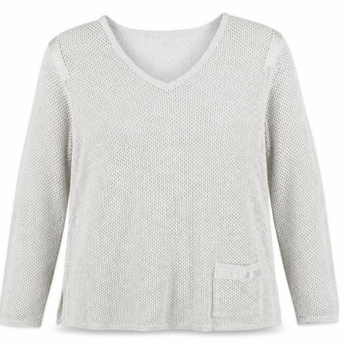 Faber Woman Grey V-Neck Knit Jumper Size 18
