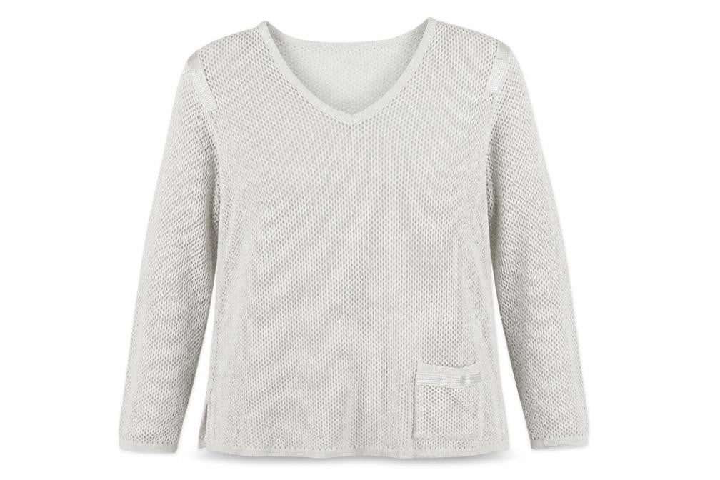 Faber Woman Grey V-Neck Knit Jumper Size 18
