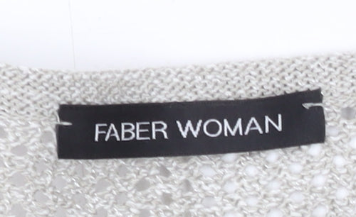 Faber Woman Grey V-Neck Knit Jumper Size 18