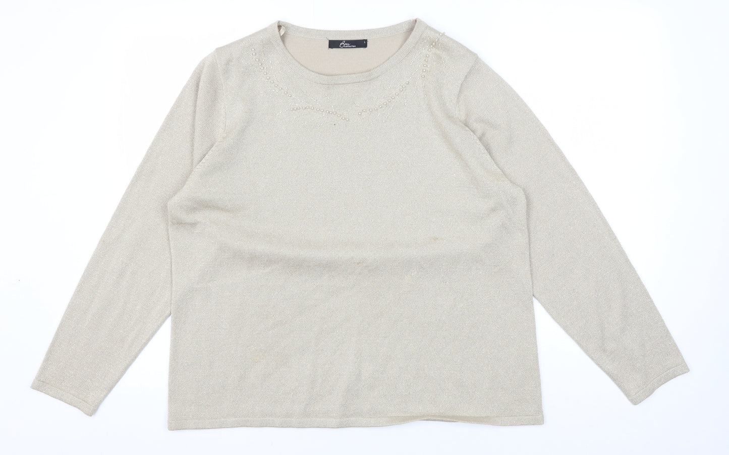 Bm Collection Women's Beige Pullover Jumper L