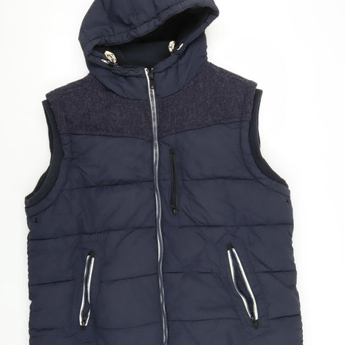 Next Men's Blue XL Puffer Jacket with Hood & Zips