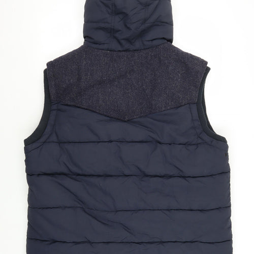 Next Men's Blue XL Puffer Jacket with Hood & Zips