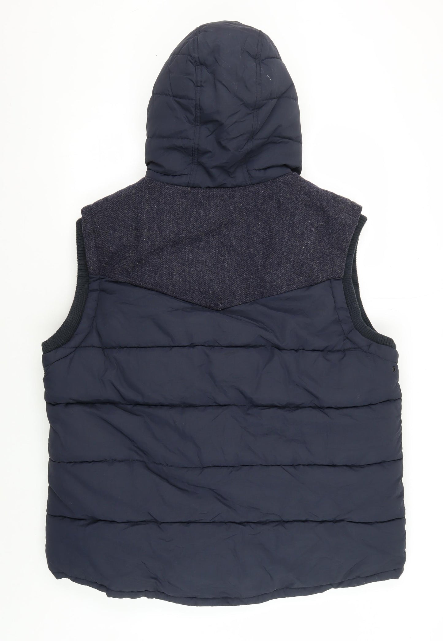 Next Men's Blue XL Puffer Jacket with Hood & Zips