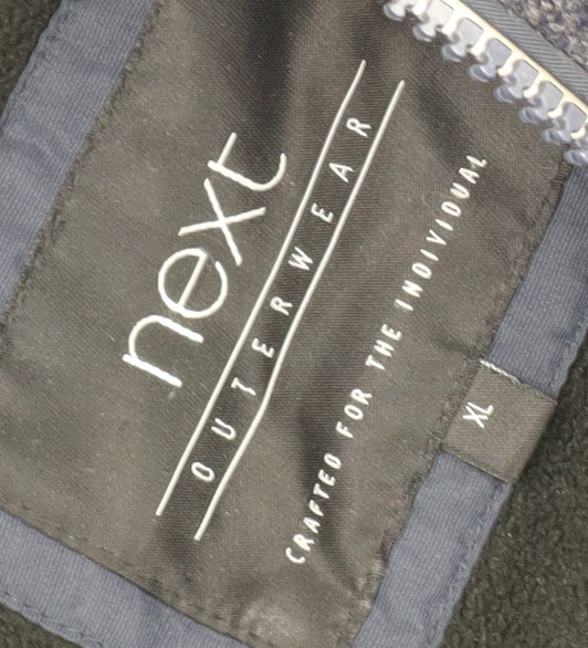 Next Men's Blue XL Puffer Jacket with Hood & Zips