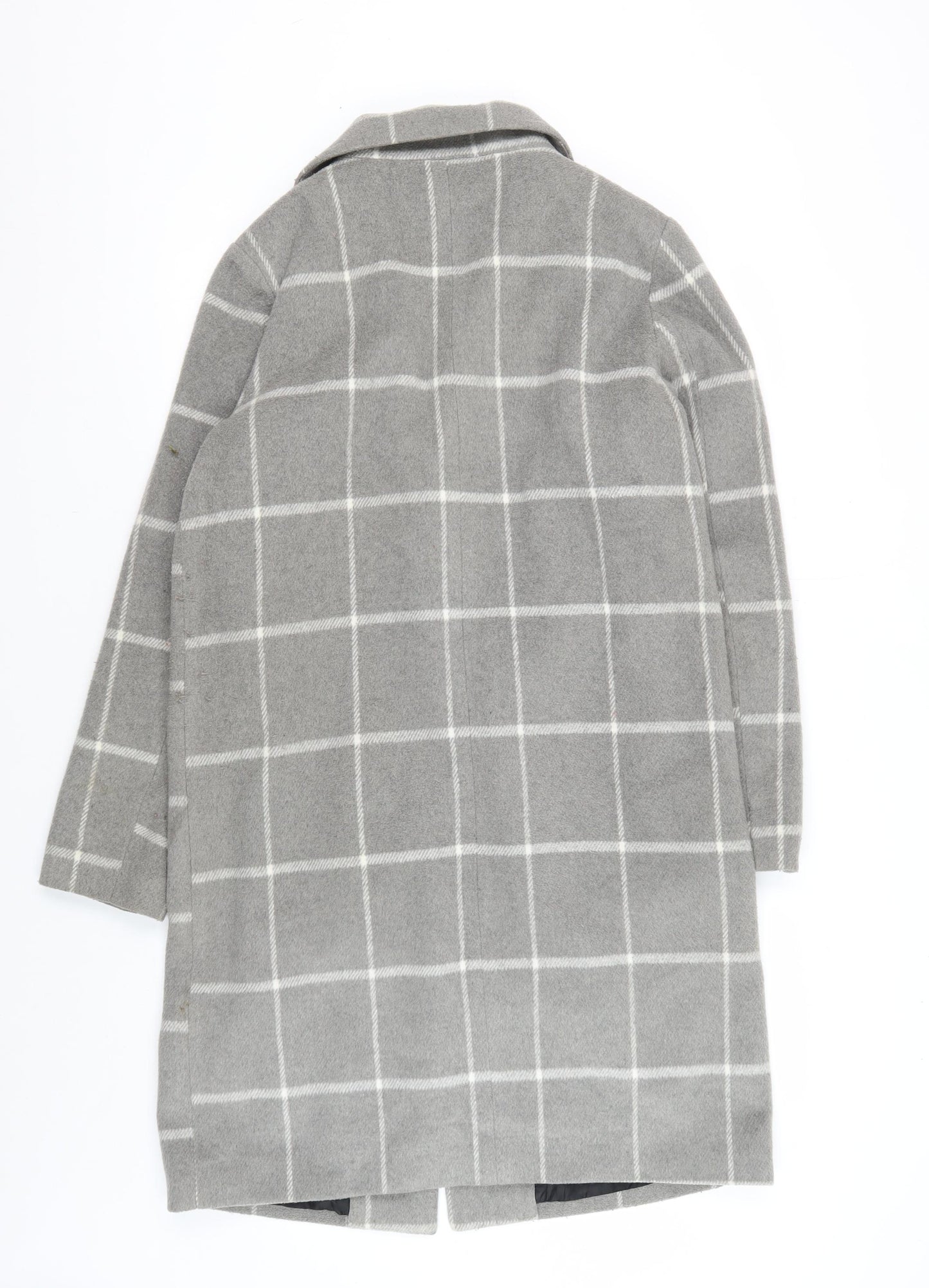 Elle Women's Grey Check Coat, Size 14, Button Closure