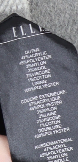 Elle Women's Grey Check Coat, Size 14, Button Closure