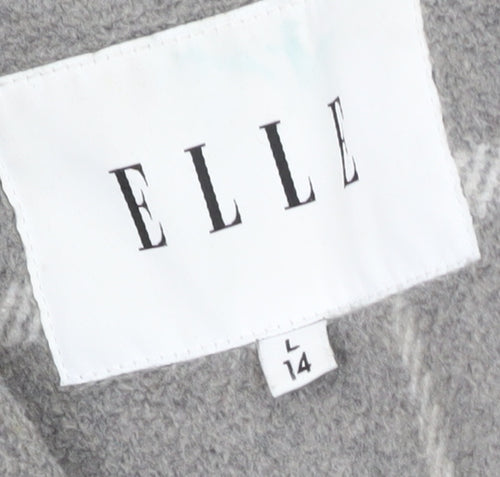 Elle Women's Grey Check Coat, Size 14, Button Closure