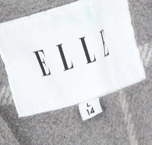 Elle Women's Grey Check Coat, Size 14, Button Closure