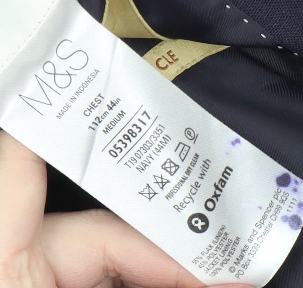 Marks and Spencer Men's Navy Blazer, Size 44R