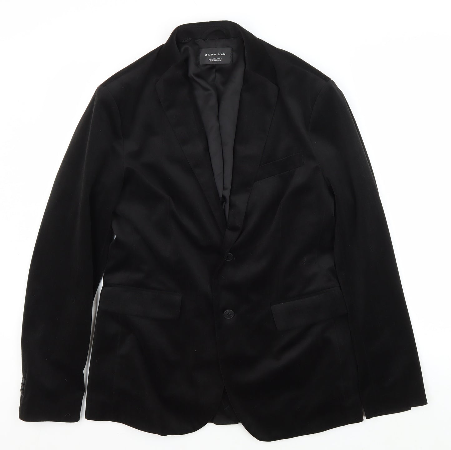 Zara Man Black Blazer Men's L Single-Breasted Formal