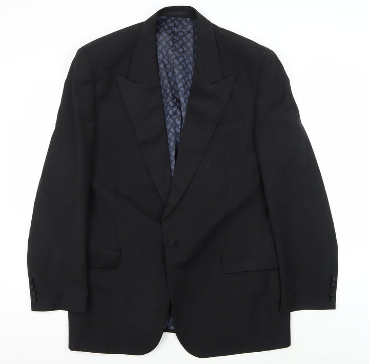 Moss Bros Men's Black Tuxedo Blazer 44R Shawl Lapel Formal
