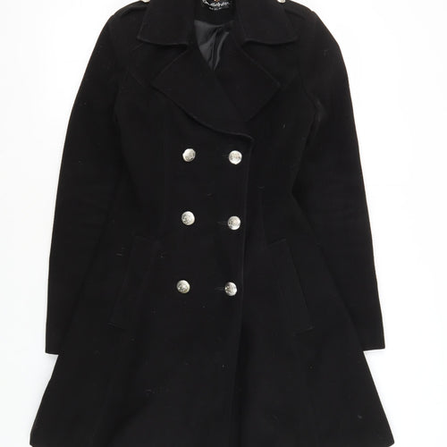 Miss Selfridge Women's Black Military Coat Size 6
