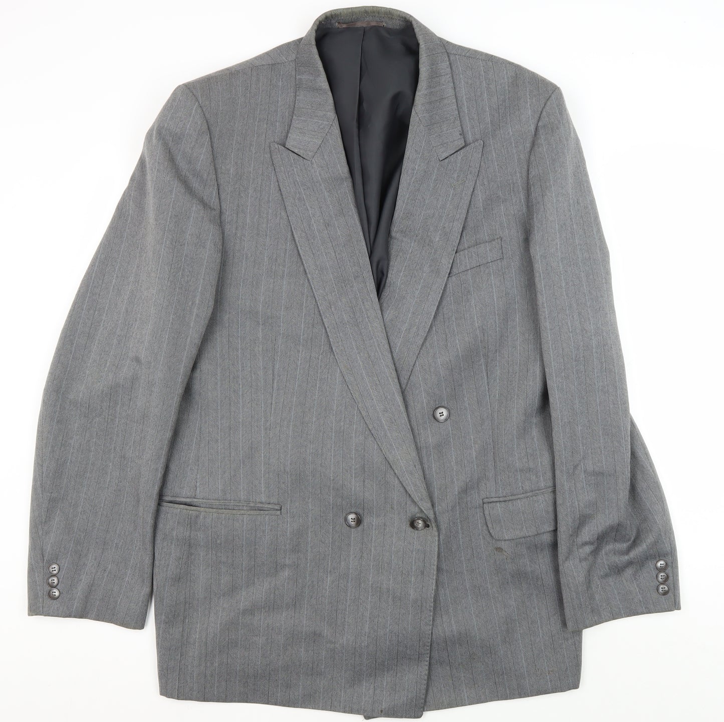 C&A Men's Grey Double-Breasted Blazer, 46L Vintage