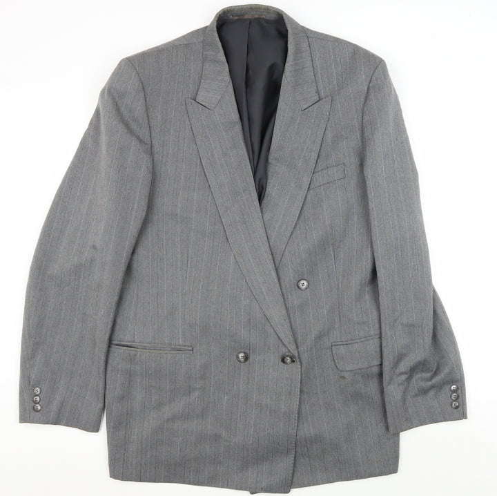 C&A Men's Grey Double-Breasted Blazer, 46L Vintage