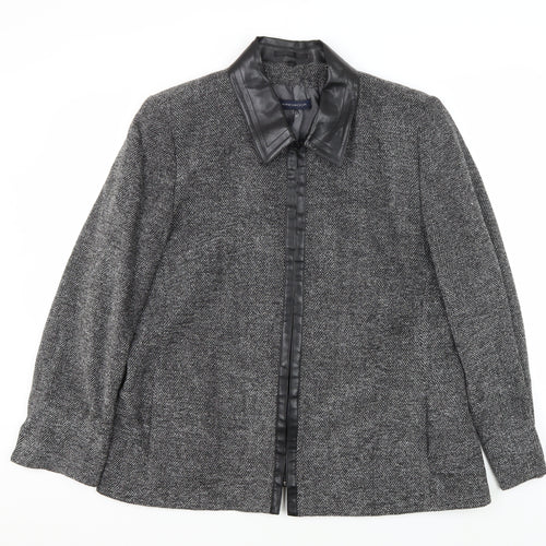 Windsmoor Women's Grey Herringbone Blazer Jacket - Size 16