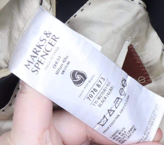 Marks and Spencer Men's Black Blazer 42 Regular Fit