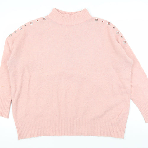 Wallis Women's Pink Mock Neck Jumper Size M