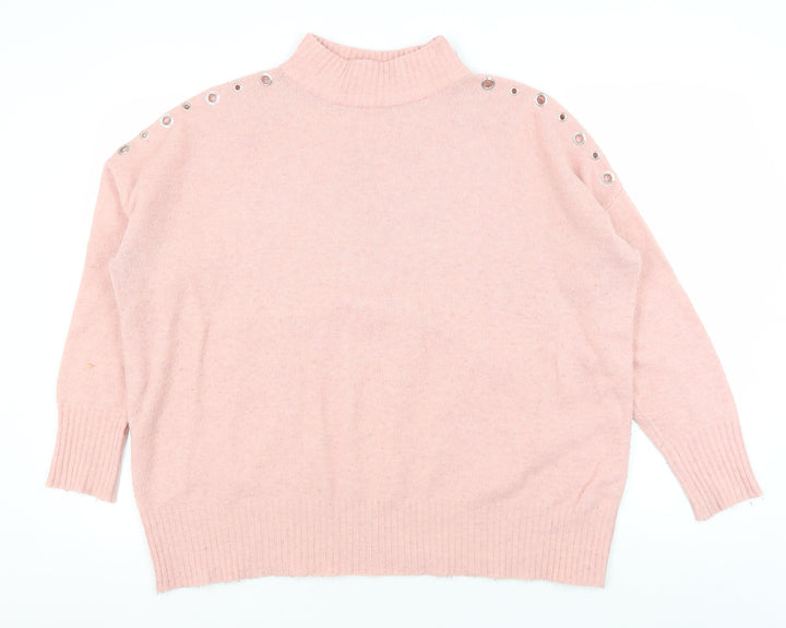 Wallis Women's Pink Mock Neck Jumper Size M