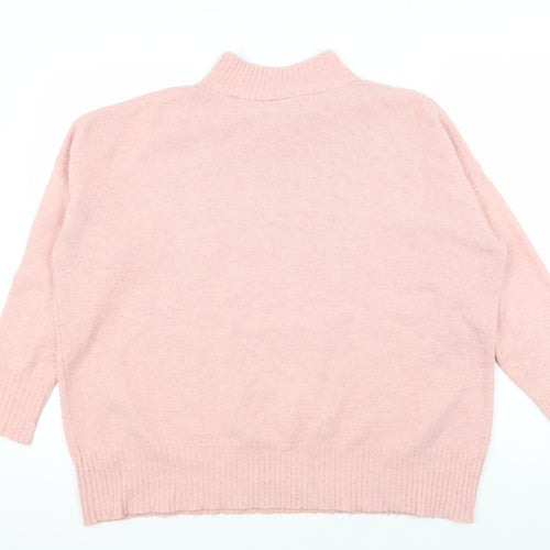 Wallis Women's Pink Mock Neck Jumper Size M