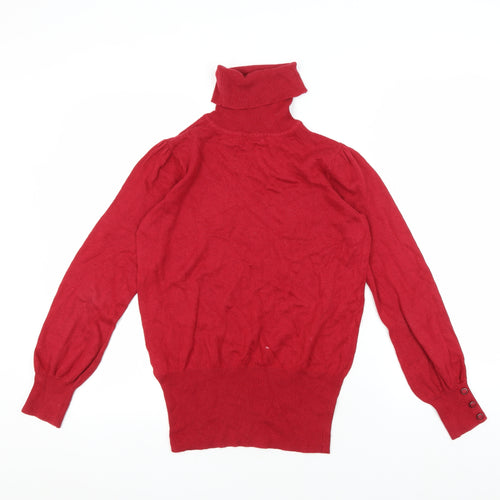 Marks and Spencer Women's Red Roll Neck Pullover, Size 12