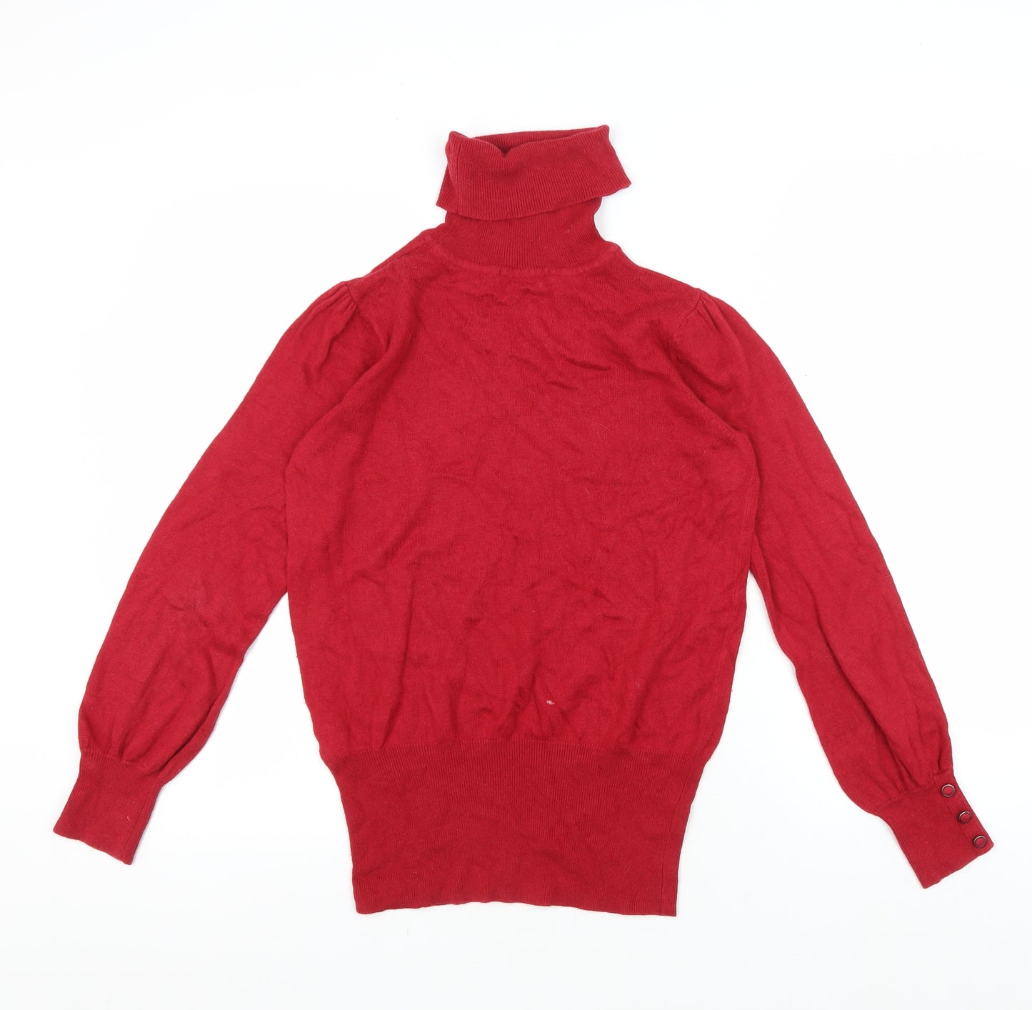 Marks and Spencer Women's Red Roll Neck Pullover, Size 12