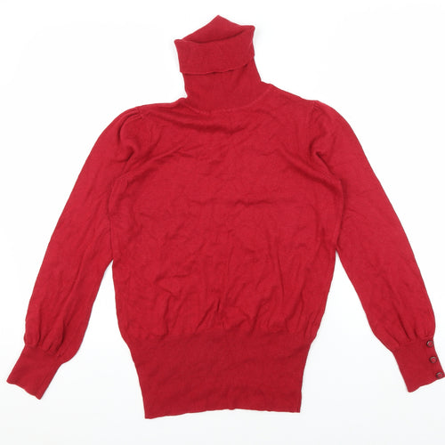 Marks and Spencer Women's Red Roll Neck Pullover, Size 12