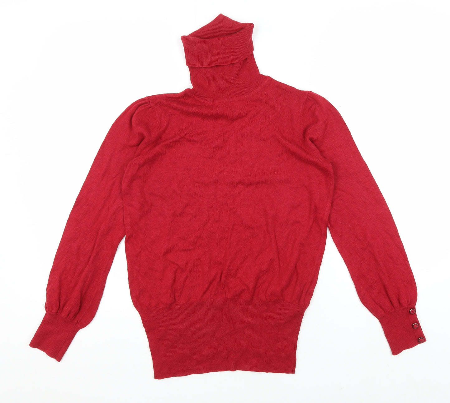 Marks and Spencer Women's Red Roll Neck Pullover, Size 12