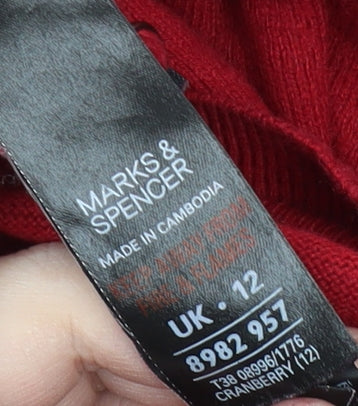 Marks and Spencer Women's Red Roll Neck Pullover, Size 12