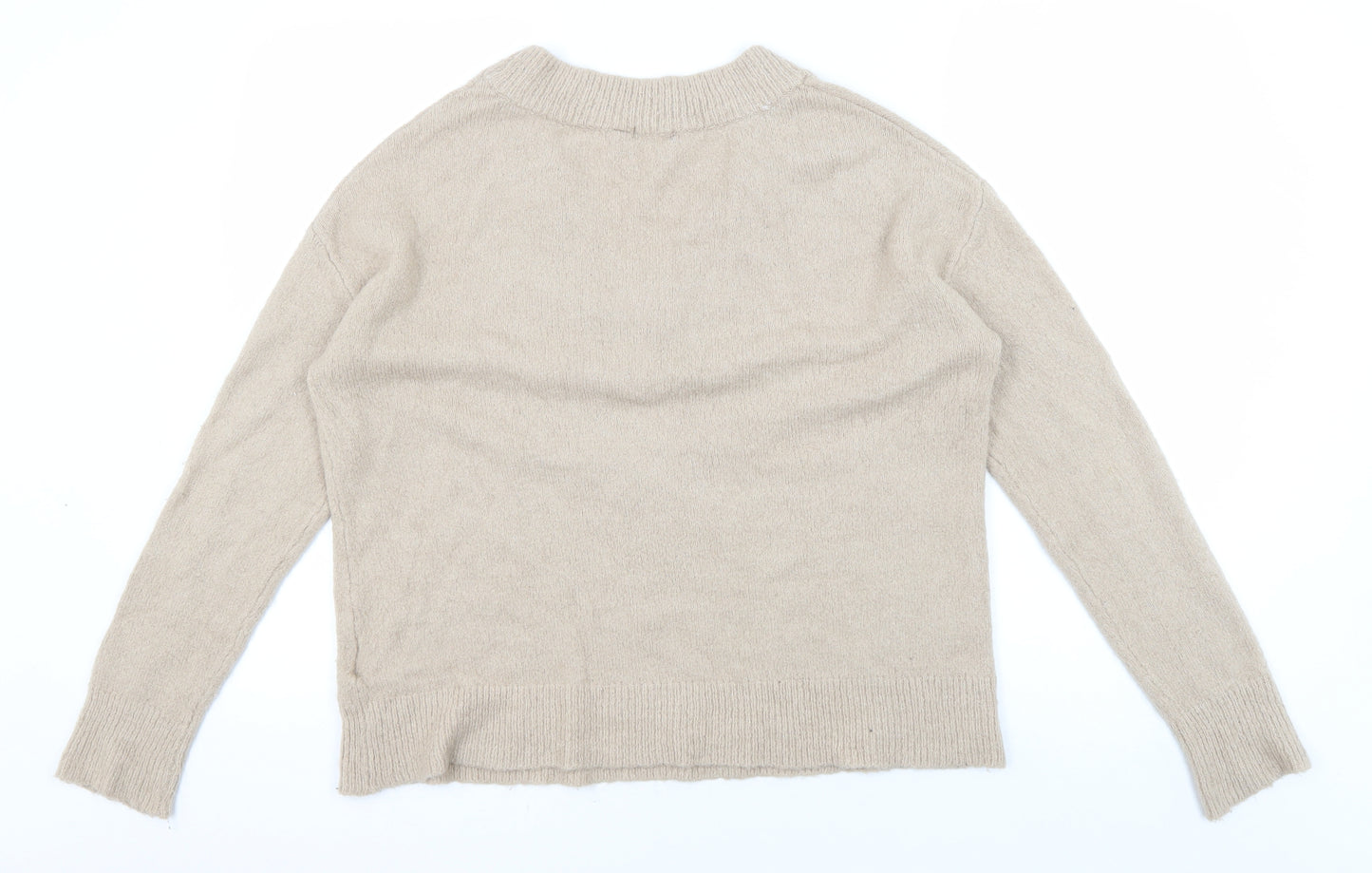 Brave Soul Women's Beige V-Neck Pullover Jumper S