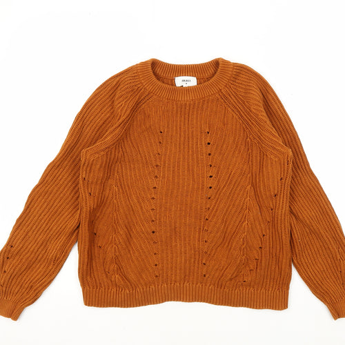 OBJECT Women's Brown Open-Knit Pullover Jumper - M