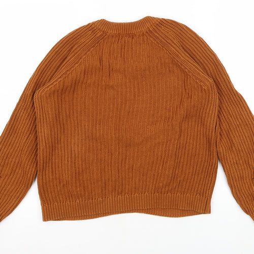 OBJECT Women's Brown Open-Knit Pullover Jumper - M