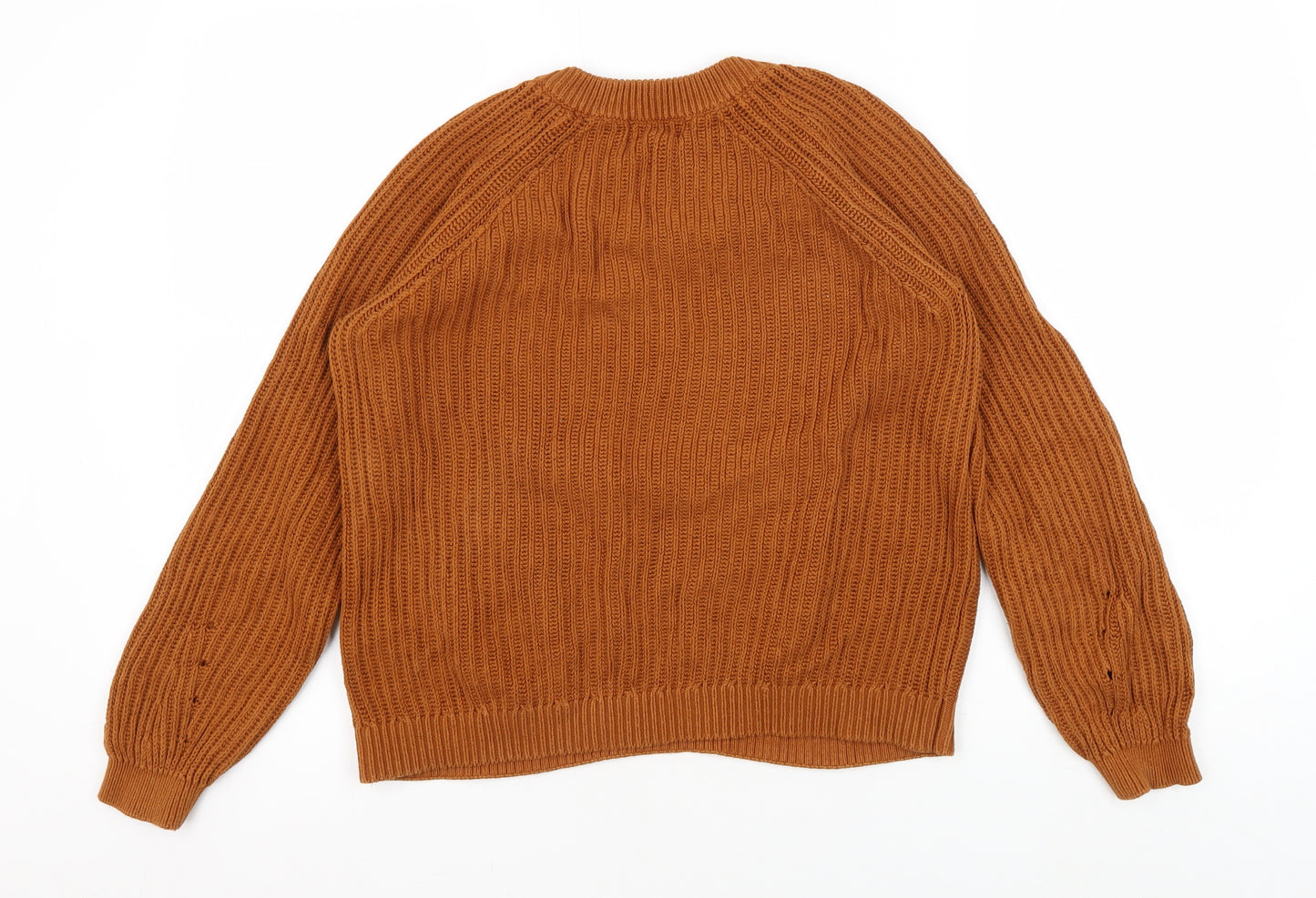 OBJECT Women's Brown Open-Knit Pullover Jumper - M