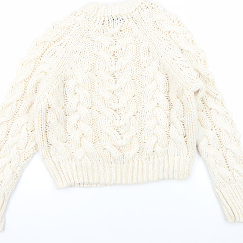 Zara Women's Ivory Cable-Knit Pullover Jumper S
